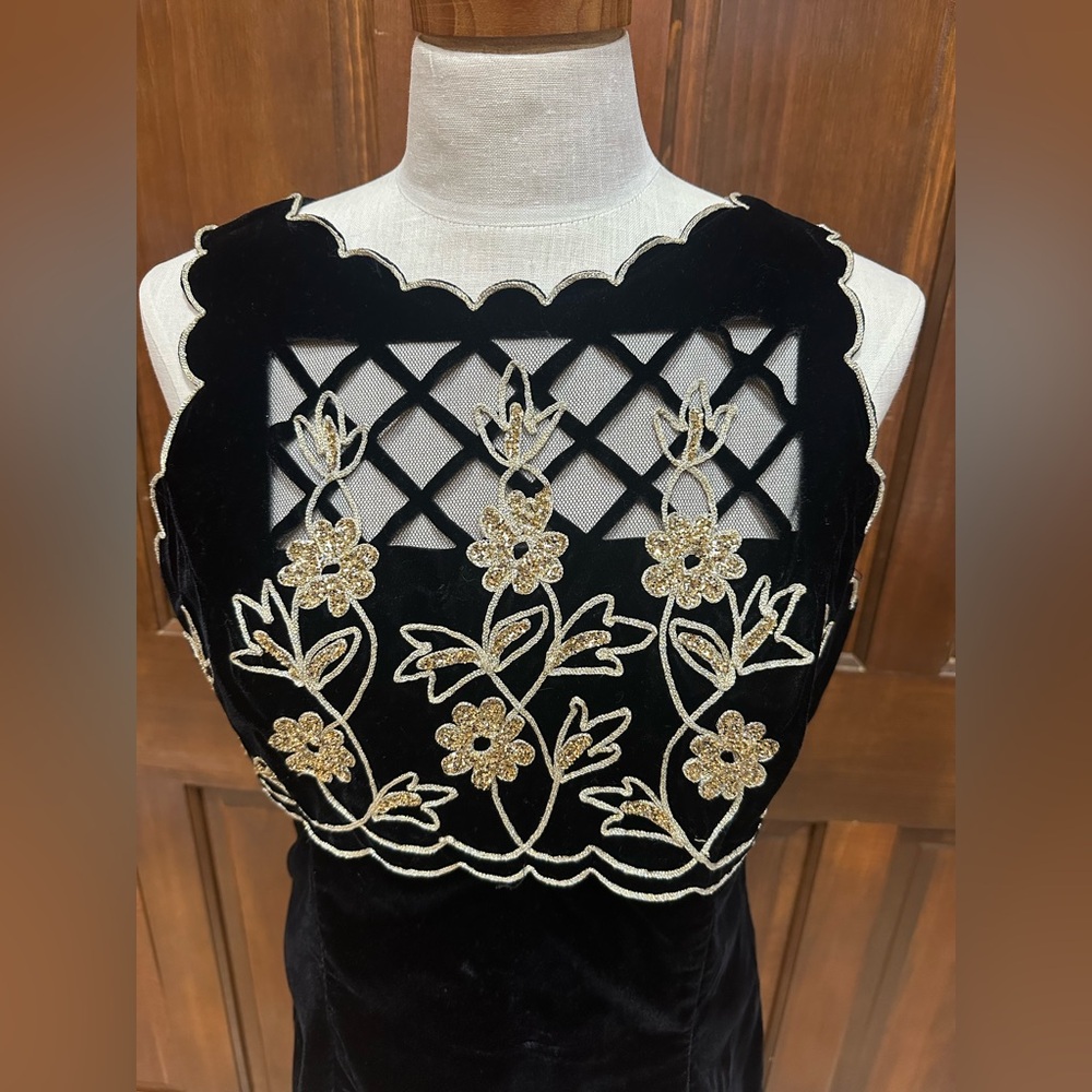 Vintage Scott McClintock Black Velvet Dress - Picture 3 of 8